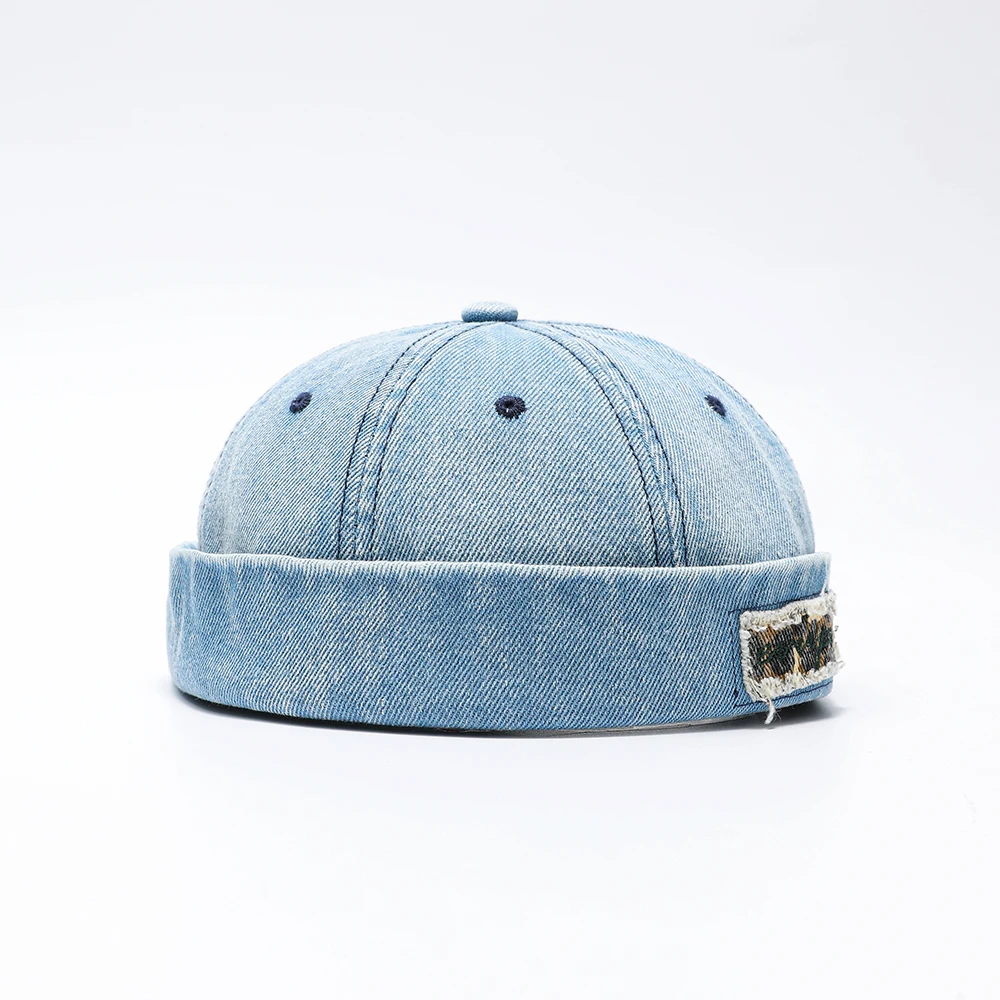 Denim Docker Hat Fashion Brimless Beanie Hat Retro Worker Skull Cap Rolled Cuff Sailor Cap Hip Hop Dancing Watch Cap Baseball Cap Adjustable Fitted Snapback Hats