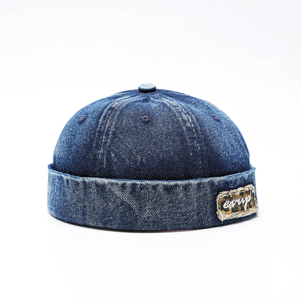Denim Docker Hat Fashion Brimless Beanie Hat Retro Worker Skull Cap Rolled Cuff Sailor Cap Hip Hop Dancing Watch Cap Baseball Cap Adjustable Fitted Snapback Hats
