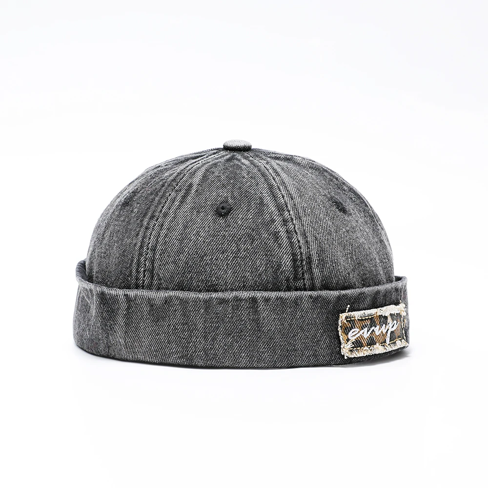 Denim Docker Hat Fashion Brimless Beanie Hat Retro Worker Skull Cap Rolled Cuff Sailor Cap Hip Hop Dancing Watch Cap Baseball Cap Adjustable Fitted Snapback Hats