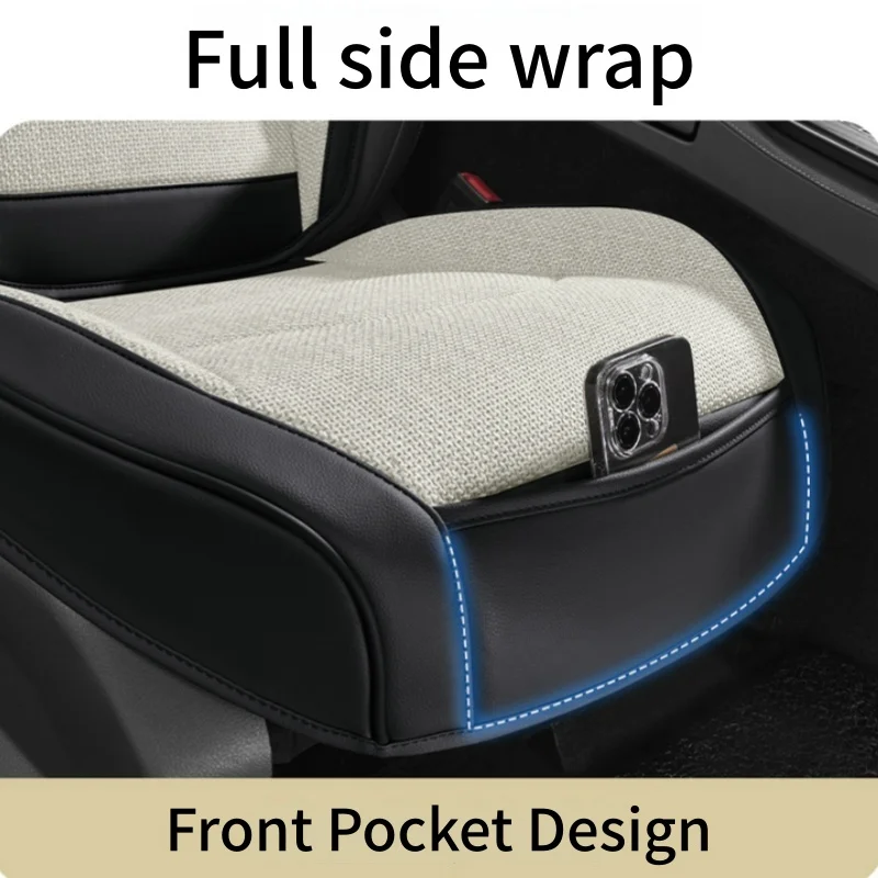 Front Row 2-Piece Luxury Linen Car Seat Covers, Comfortable and Breathable for All Seasons, Easy to Clean, Suitable for Sedans, SUVs, and Trucks
