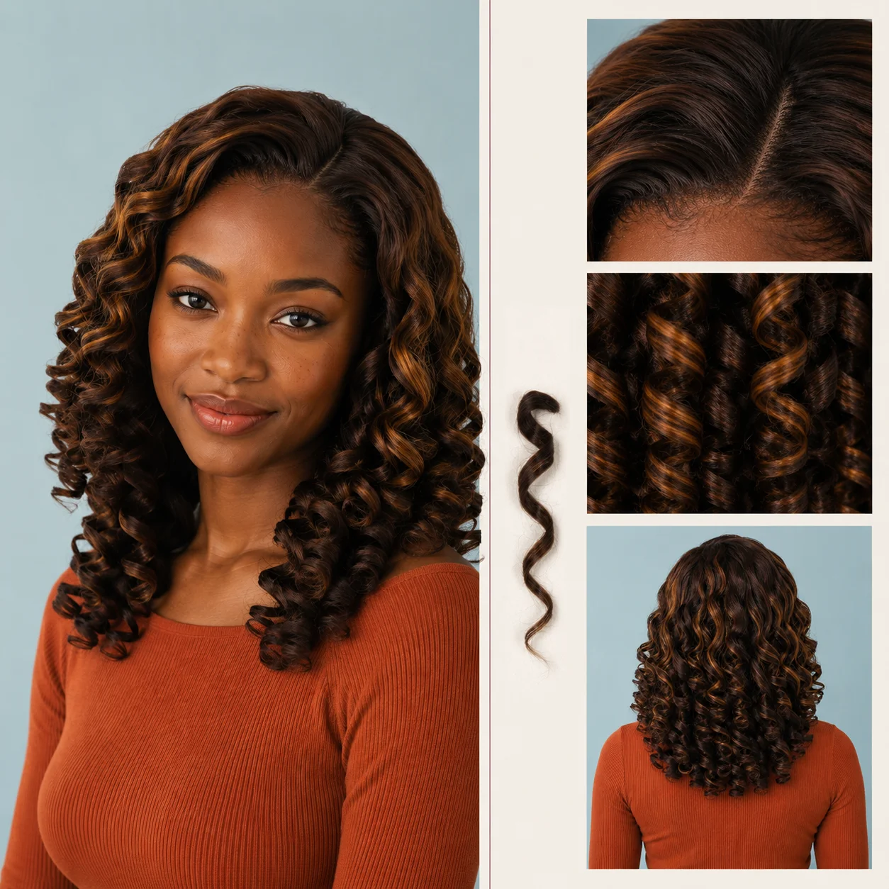 TIMOPOL 4x4 Lace Closure Wig,18 20 22 Inch P4/27 Highlight 066C Curly 100% Human Hair Wig for Black Women, Pre-Plucked Natural Hairline