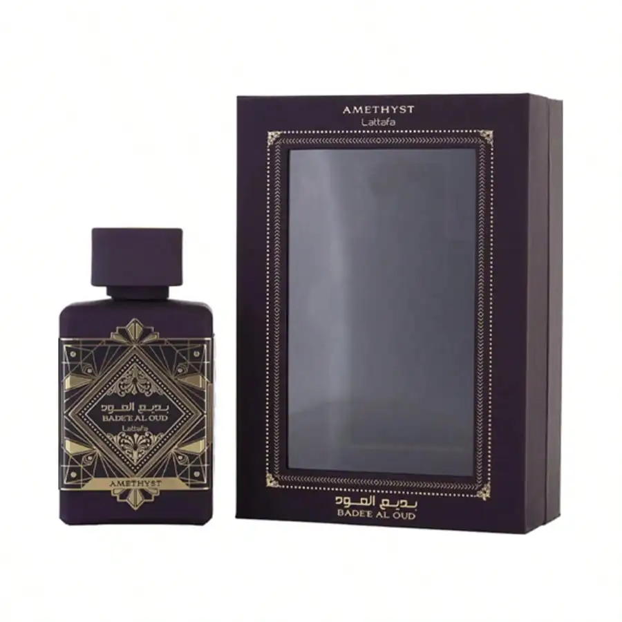 Lattafa Badee Al Oud Amethyst unisex Eau De Parfum Spray 100ml Amber Vanilla Scent Men's Perfume Original Authentic Product Long-Lasting Fragrance
