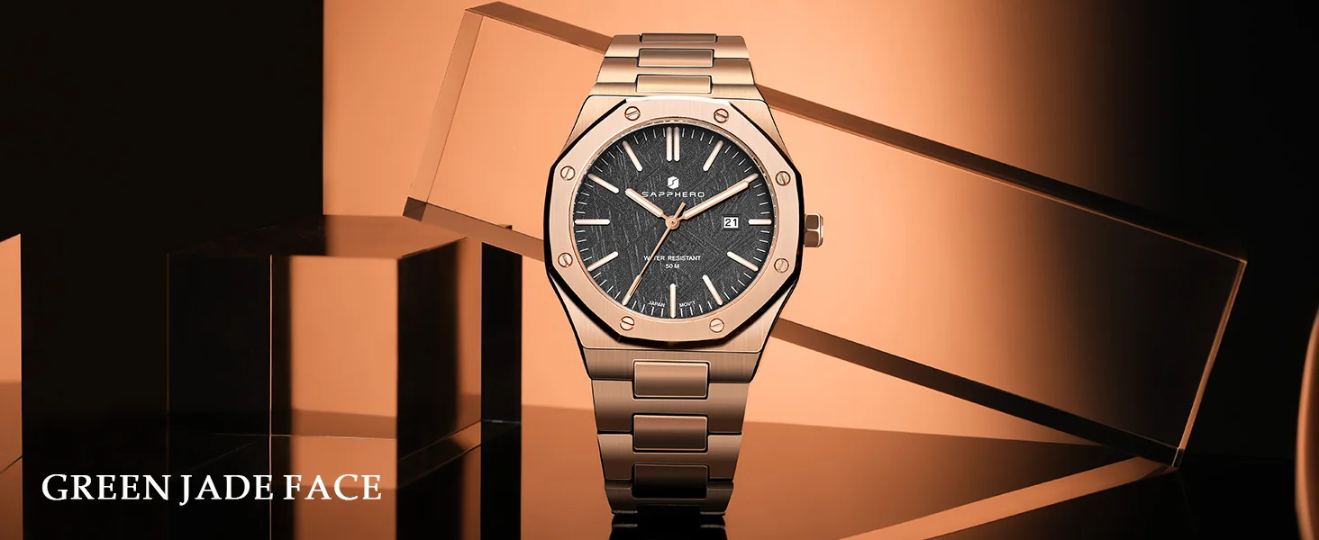 SAPPHERO Men's Quartz Watch Japan Movement Analog Wristwatch Stainless Steel Case Date Display 50M Waterproof Business Casual Fashion Luxury Dress Sport Watch for Men Classic Casual Daily Wear Office Work Travel Birthday Anniversary Holiday Gift
