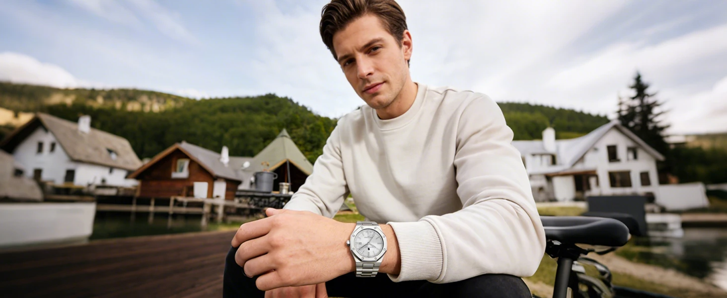 SAPPHERO Men's Quartz Watch Japan Movement Analog Wristwatch Stainless Steel Case Date Display 50M Waterproof Business Casual Fashion Luxury Dress Sport Watch for Men Classic Casual Daily Wear Office Work Travel Birthday Anniversary Holiday Gift