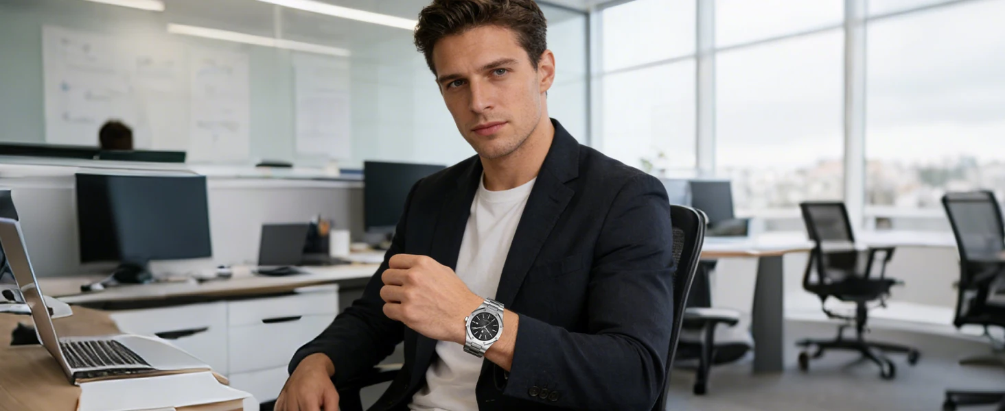 SAPPHERO Men's Quartz Watch Japan Movement Analog Wristwatch Stainless Steel Case Date Display 50M Waterproof Business Casual Fashion Luxury Dress Sport Watch for Men Classic Casual Daily Wear Office Work Travel Birthday Anniversary Holiday Gift