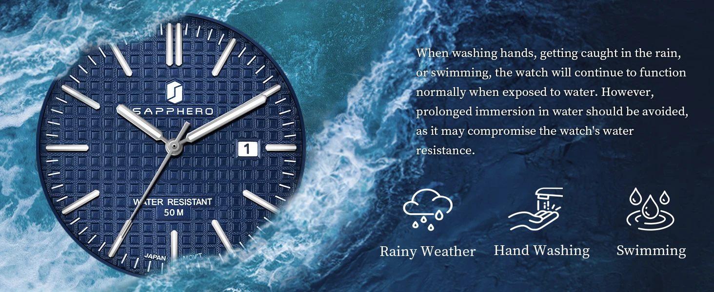 SAPPHERO Men's Quartz Watch Japan Movement Analog Wristwatch Stainless Steel Case Date Display 50M Waterproof Business Casual Fashion Luxury Dress Sport Watch for Men Classic Casual Daily Wear Office Work Travel Birthday Anniversary Holiday Gift