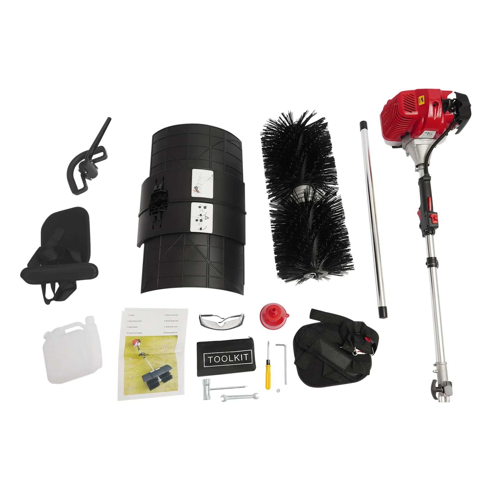 2.3 Horsepower Handheld Sweeper, 52cc Powered Broom Sweeper Mit 52cm Brush, Lawn Cleaning Sweeping Machine, Handheld Lawn Sweeper for the Leaves and Dirt on the Lawn