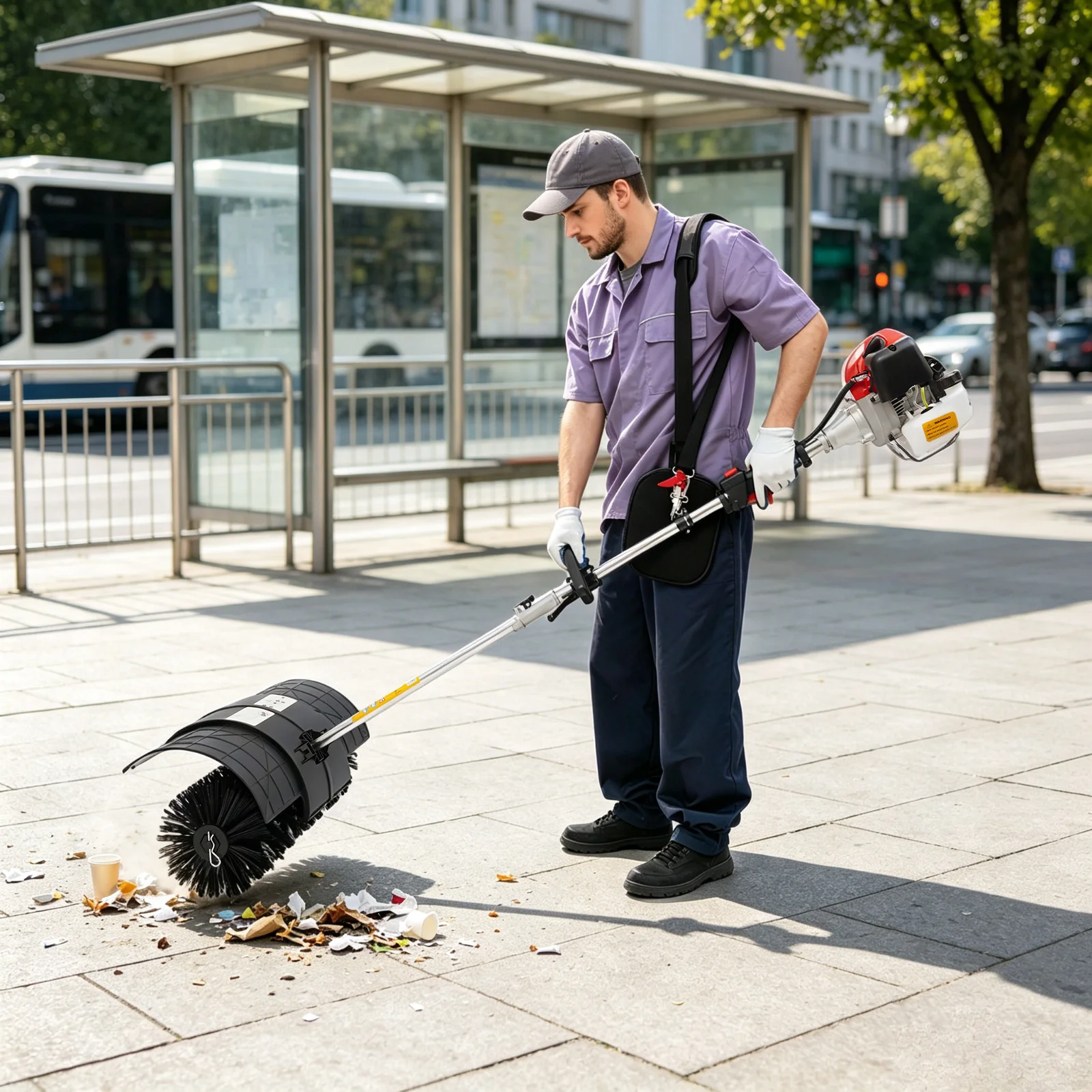 2.3 Horsepower Handheld Sweeper, 52cc Powered Broom Sweeper Mit 52cm Brush, Lawn Cleaning Sweeping Machine, Handheld Lawn Sweeper for the Leaves and Dirt on the Lawn