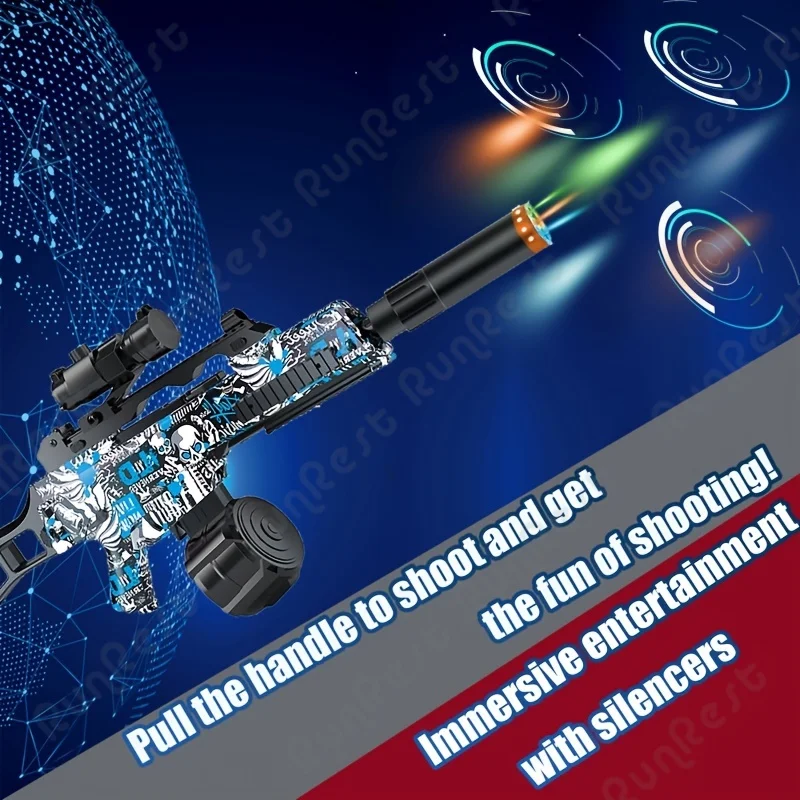 RunRest Blaster Gun, Electric Ball Blaster, With Flash Silencer High Orbeez Gun Performance Cool Toy Gun, Rechargeable Splatter Halloween and Christmas Gift