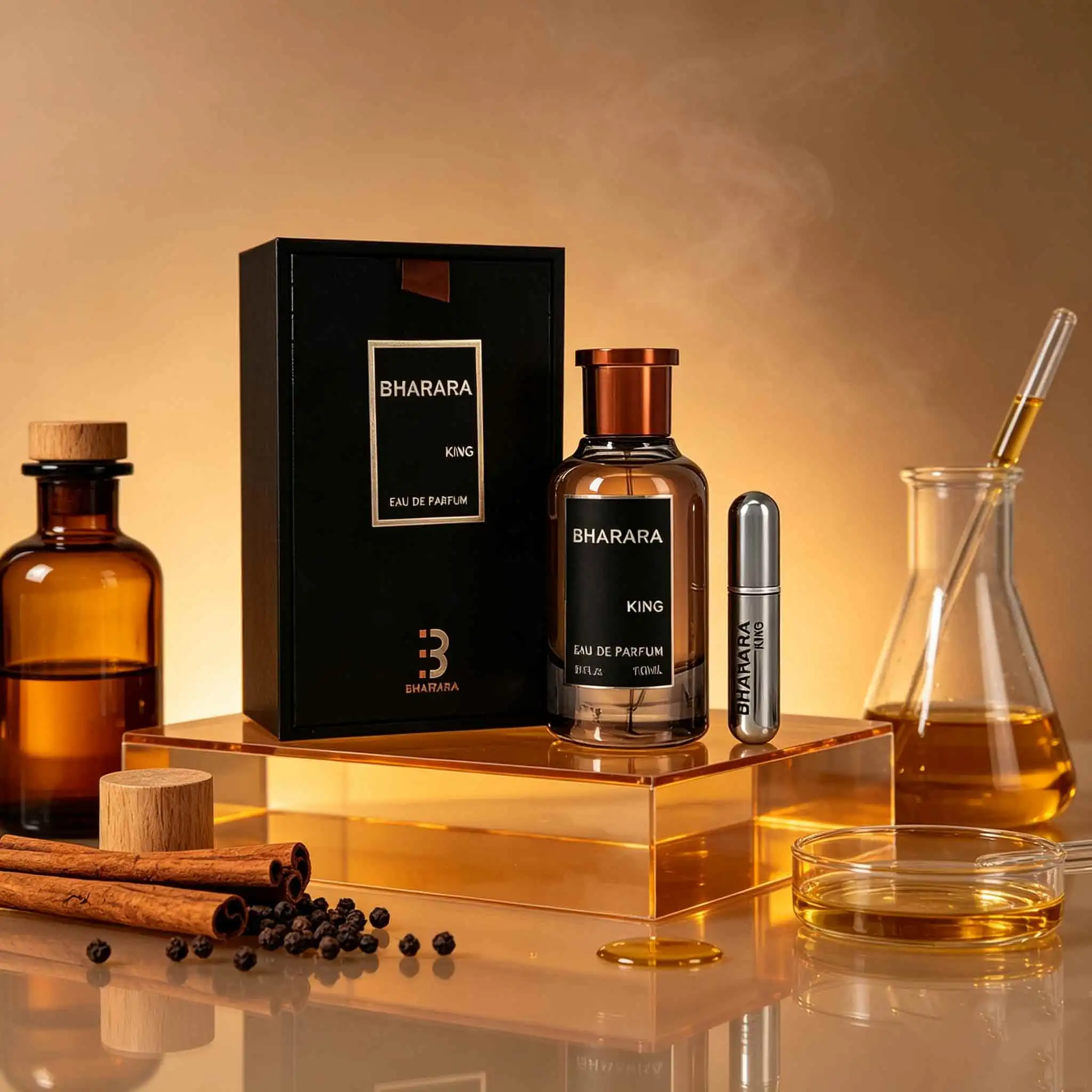 Bharara King Men’s Perfume Features A Dark Premium Gift Box And Brown Glass Bottle. Lts Oriental Woody Fougère Fragrance Feels Mature And Generous, Making It Suitable For Birthdays, Holidays, Business Gifting And Men’s Collections.