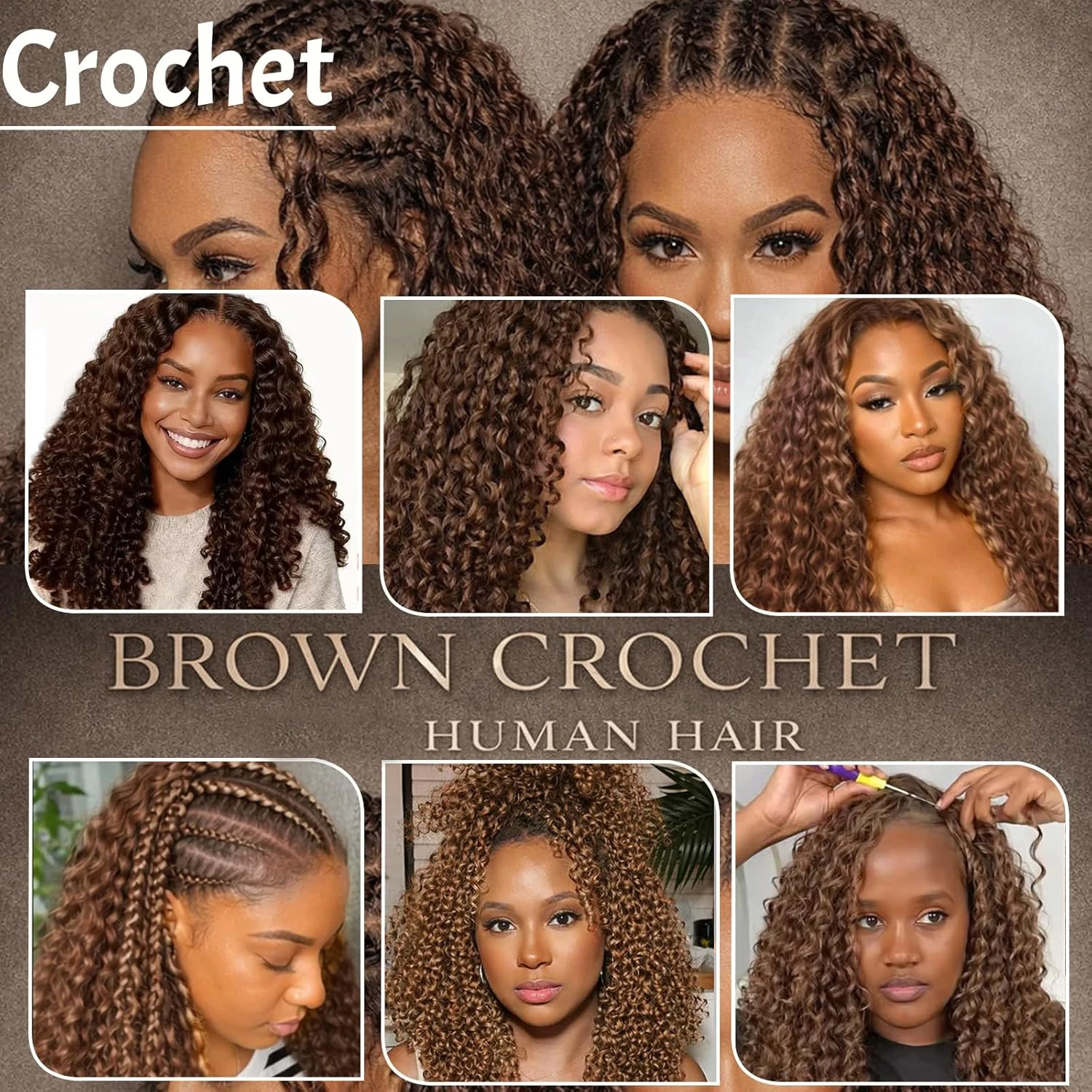 Body Wave Crochet Human Hair Bundles Chocolate Brown Burmese Curly Crochet Hair Pre Separated Knotless Reusable Feather Crochet Human Hair