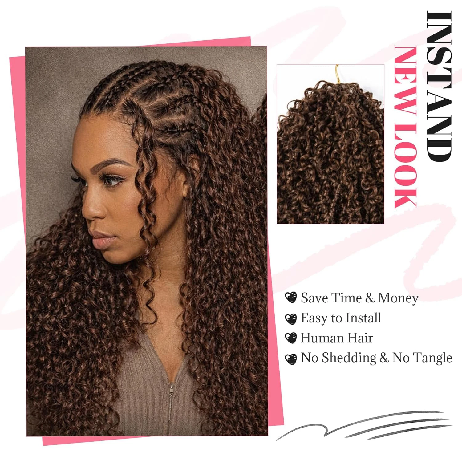 Body Wave Crochet Human Hair Bundles Chocolate Brown Burmese Curly Crochet Hair Pre Separated Knotless Reusable Feather Crochet Human Hair