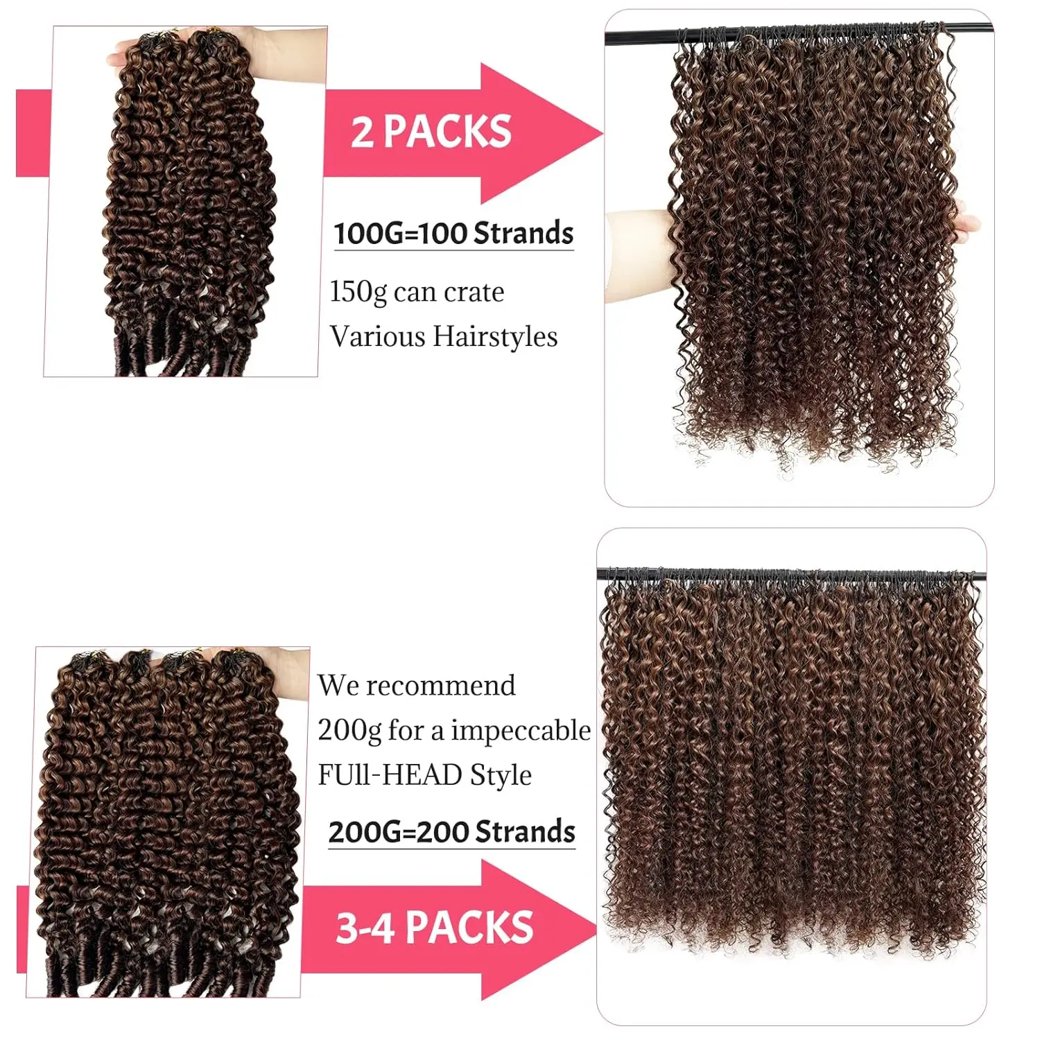 Body Wave Crochet Human Hair Bundles Chocolate Brown Burmese Curly Crochet Hair Pre Separated Knotless Reusable Feather Crochet Human Hair
