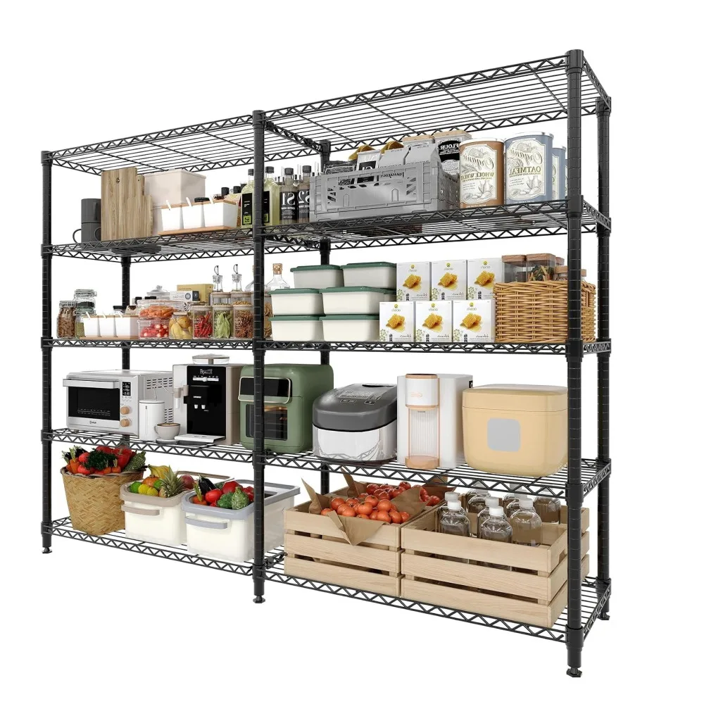 Heavy Duty Metal Storage Shelving Rack 4/5 Tier Adjustable Wire Shelf Garage Organizer 1060LBS Capacity Steel Storage Rack L Shape Corner Shelf Boltless Assembly for Pantry Basement Workshop