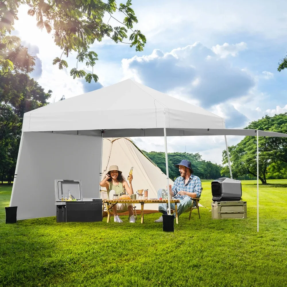 10x10 FT Pop up Canopy Tent Wheeled Carry Bag 4 Canopy Sand Bag Grey