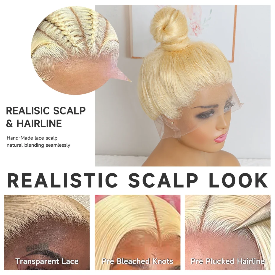 40 42 Inch Bone Straight Human Hair Wigs 13x4 13x6 Hd Transparent Lace Fronal Wigs For Women 613 Blonde 360 Full Lace Wigs Pre Plucked With Baby Hair Ponytail Daily Wear