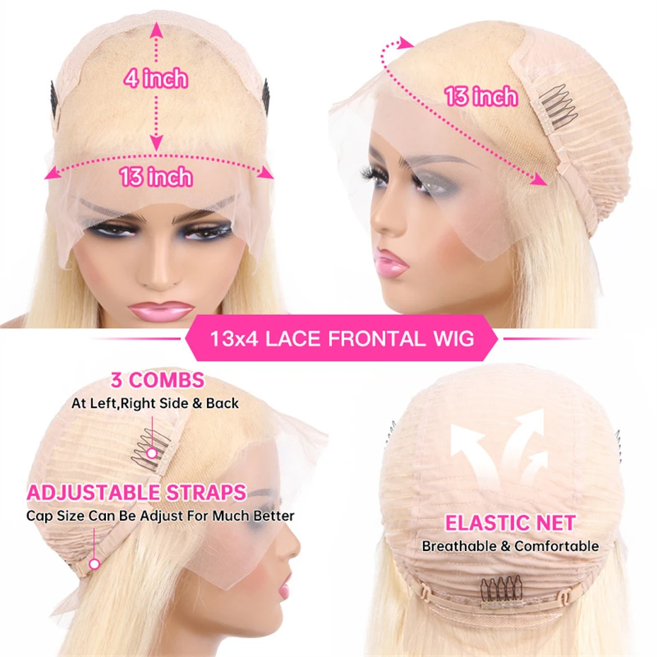 40 42 Inch Bone Straight Human Hair Wigs 13x4 13x6 Hd Transparent Lace Fronal Wigs For Women 613 Blonde 360 Full Lace Wigs Pre Plucked With Baby Hair Ponytail Daily Wear