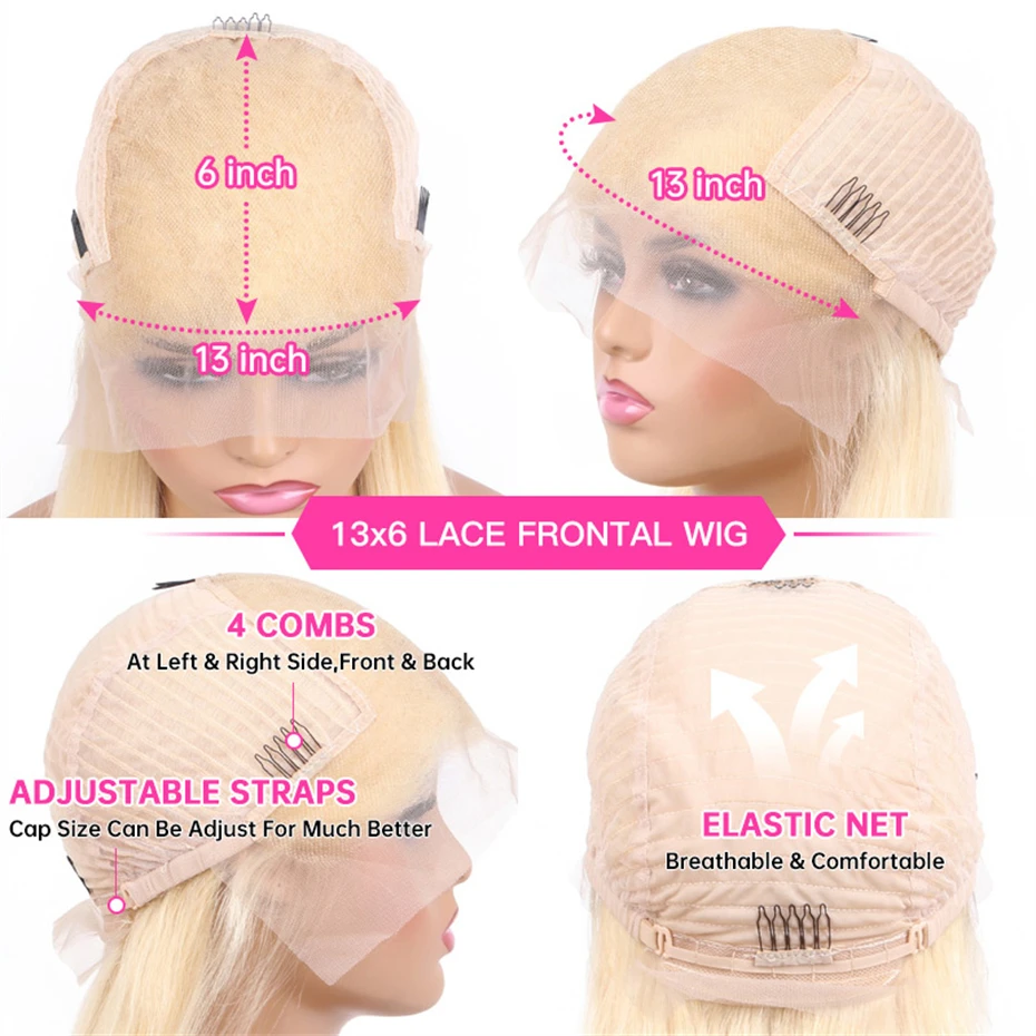 40 42 Inch Bone Straight Human Hair Wigs 13x4 13x6 Hd Transparent Lace Fronal Wigs For Women 613 Blonde 360 Full Lace Wigs Pre Plucked With Baby Hair Ponytail Daily Wear