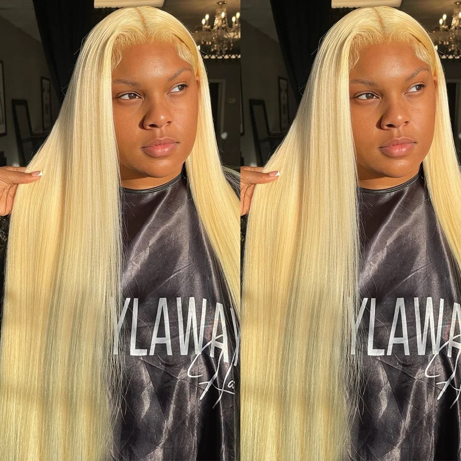 40 42 Inch Bone Straight Human Hair Wigs 13x4 13x6 Hd Transparent Lace Fronal Wigs For Women 613 Blonde 360 Full Lace Wigs Pre Plucked With Baby Hair Ponytail Daily Wear