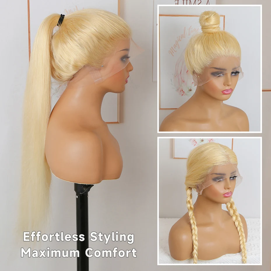 40 42 Inch Bone Straight Human Hair Wigs 13x4 13x6 Hd Transparent Lace Fronal Wigs For Women 613 Blonde 360 Full Lace Wigs Pre Plucked With Baby Hair Ponytail Daily Wear