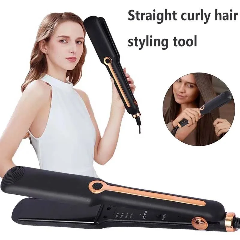 Professional Straightening Brush, Curling Iron and Two-in-One Titanium Plate Straightener with LCD Temperature Display, Suitable for Home Use and Salons.