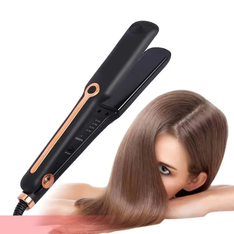 Professional Straightening Brush, Curling Iron and Two-in-One Titanium Plate Straightener with LCD Temperature Display, Suitable for Home Use and Salons.