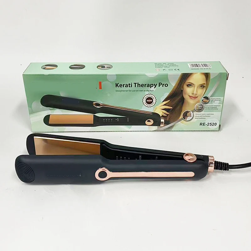 Professional Straightening Brush, Curling Iron and Two-in-One Titanium Plate Straightener with LCD Temperature Display, Suitable for Home Use and Salons.