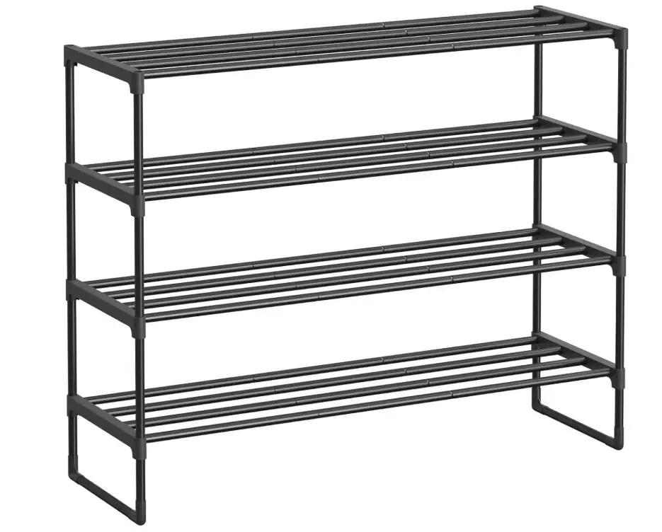 3/4-Tier Metal Shoe Rack 9–24 pairs of shoes Organizer Freestanding Black Space Saving Storage for Closet Bedroom Indoor Outdoor Entryway Use