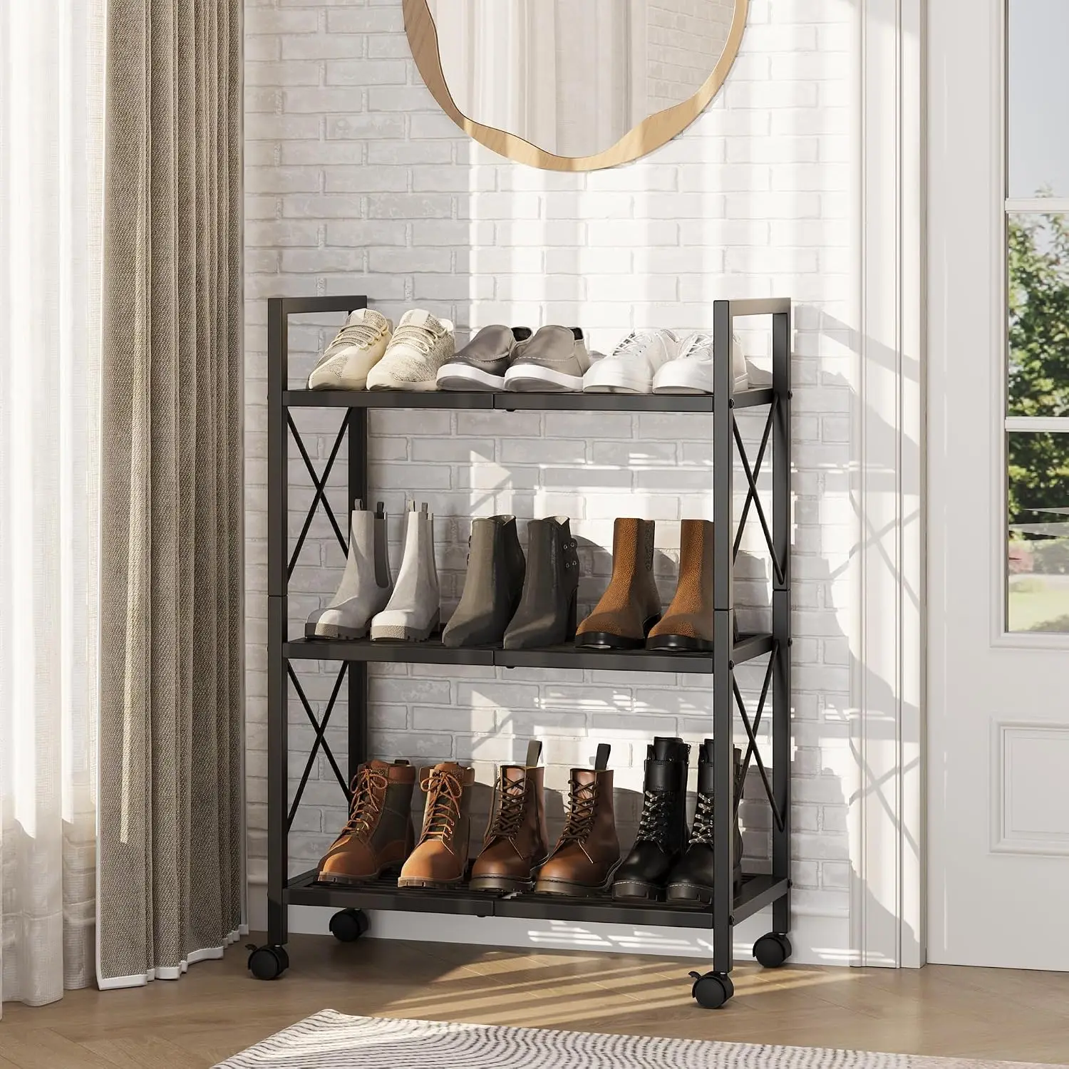 3/4-Tier Metal Shoe Rack 9–24 pairs of shoes Organizer Freestanding Black Space Saving Storage for Closet Bedroom Indoor Outdoor Entryway Use