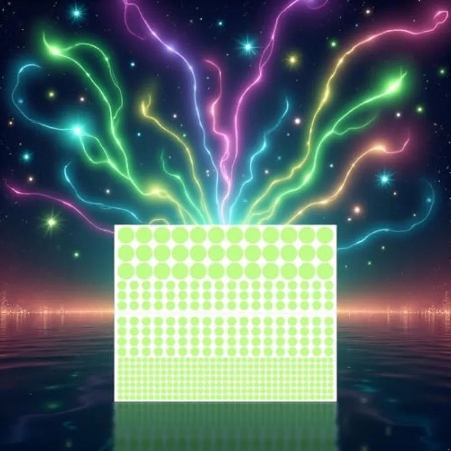 Glow-In-The-Dark Wall Stickers For Bedroom Ceiling And Window Decoration, PVC Material, White And Green, Removable Adhesive Wit