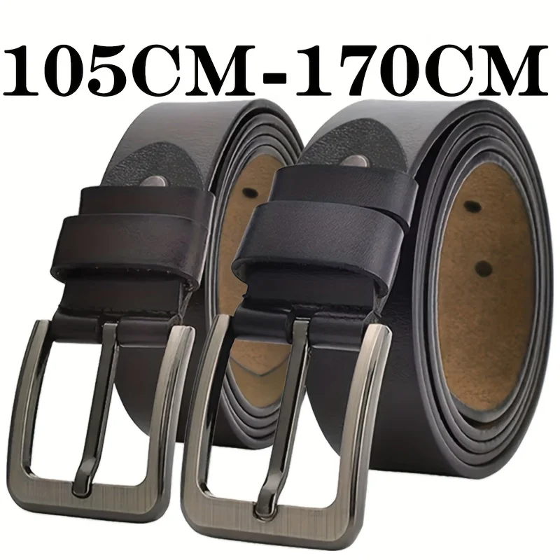 Men Pin Buckle Belts Real Leather Belt Plus LONG 130 140 150 160 170cm Large Size Luxury Designer Waist Straps Belts for Jeans Genuine Leather High Quality Waist Belt