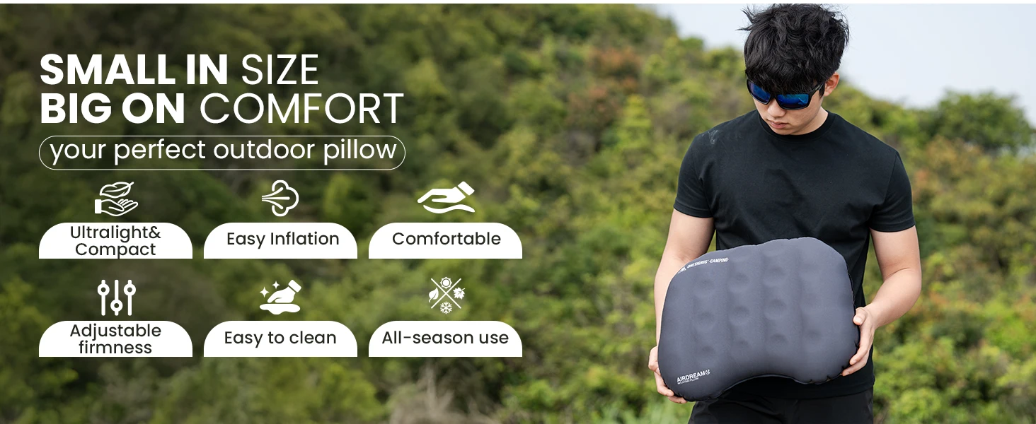 OneTigris Airdream Camping Pillow Portable Ultralight Inflatable Sleeping Neck Pillows for Travel Backpacking Hiking Trip