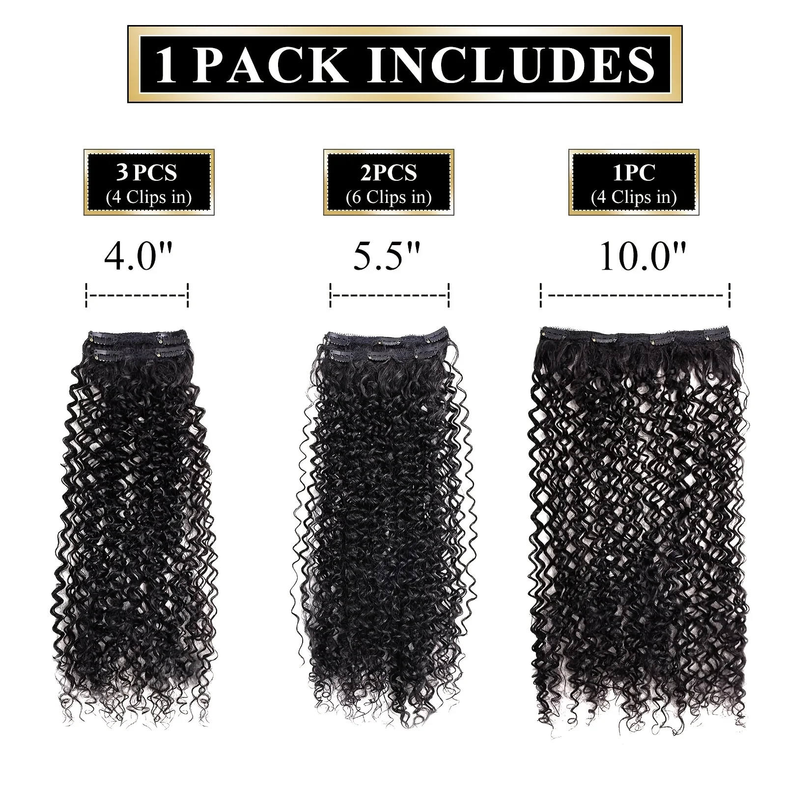 Synthetic Curly Clip in Hair Extensions Kinky Curly Hairpieces Clip on Full Head Fake Pieces Black Brown Hair for Women
