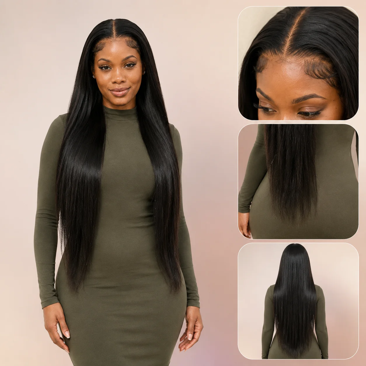 34 Inch 13X4 Transparent Lace Frontal Wigs Brazilian Pre Plucked With Baby Hair Lace Front Wig Natural Black Color Human Hair Wigs For Women