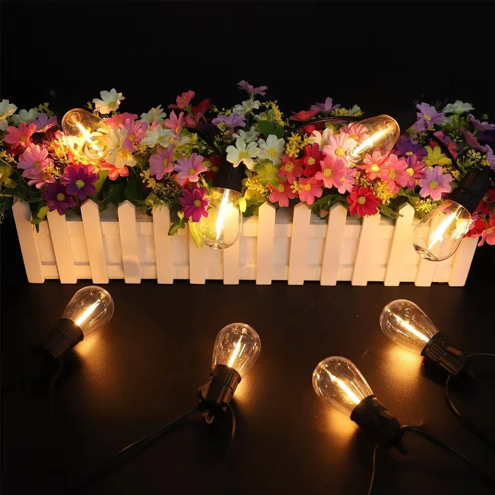 ST38 64FT 15LEDs Retro Waterdrop Bulb String Lights Warm Light Outdoor Patio Party Garden Decor Lamp