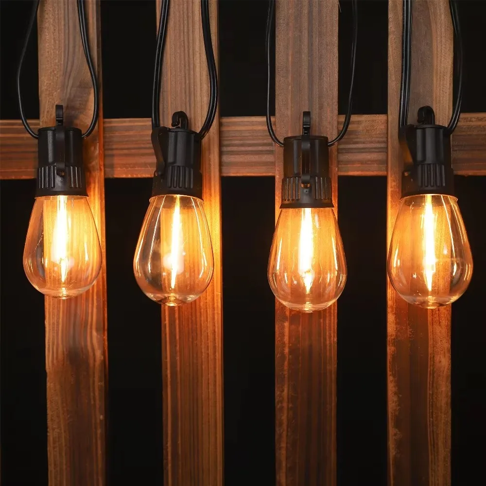 ST38 64FT 15LEDs Retro Waterdrop Bulb String Lights Warm Light Outdoor Patio Party Garden Decor Lamp