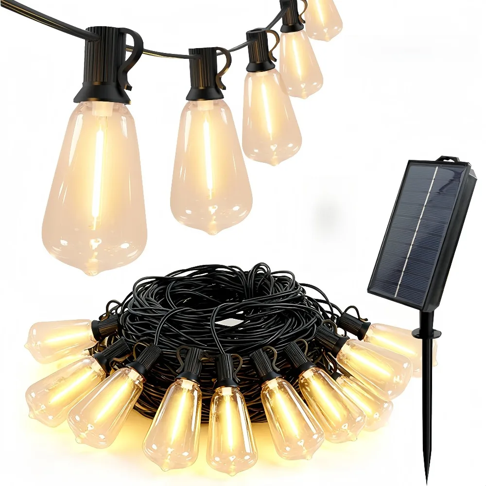 ST38 64FT 15LEDs Retro Waterdrop Bulb String Lights Warm Light Outdoor Patio Party Garden Decor Lamp