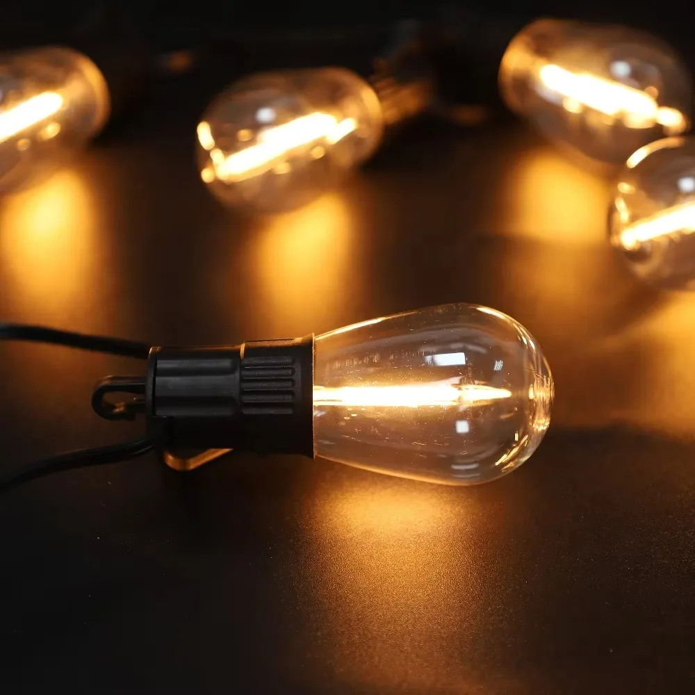 ST38 64FT 15LEDs Retro Waterdrop Bulb String Lights Warm Light Outdoor Patio Party Garden Decor Lamp