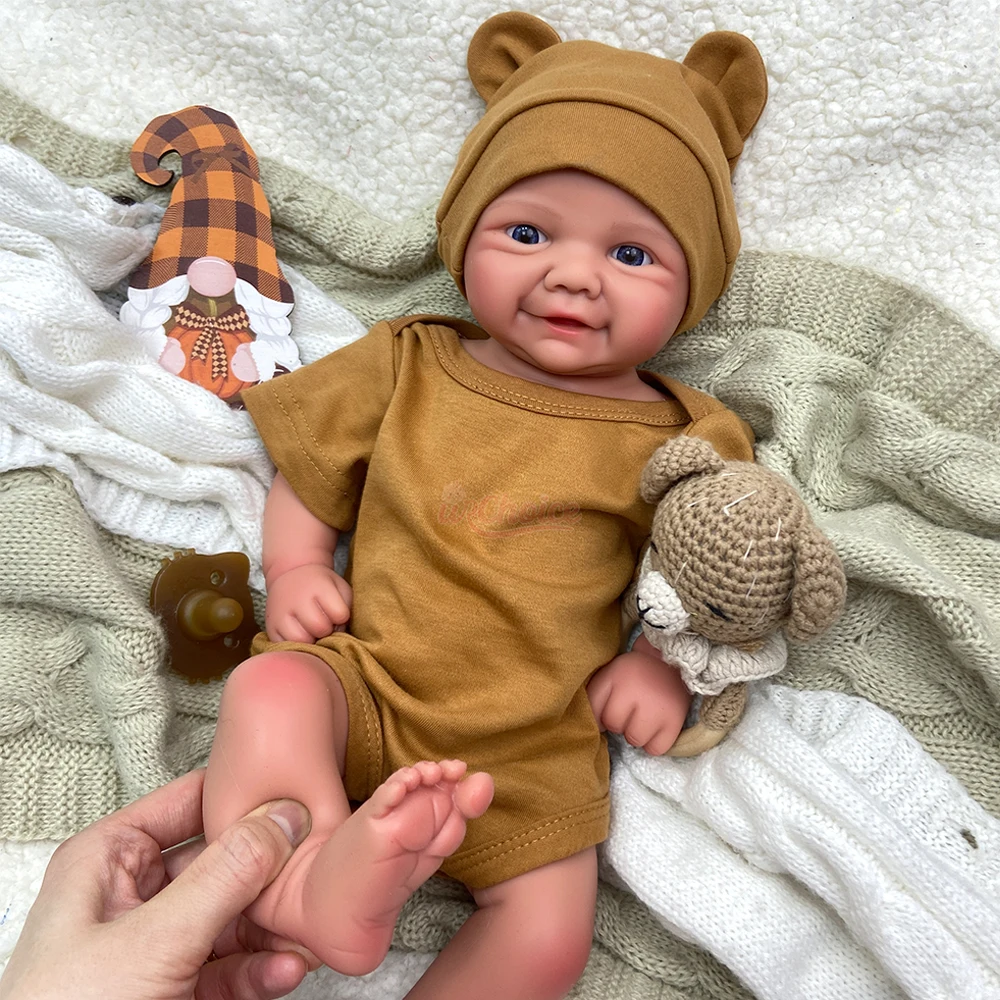 17inch Open Blue Eyes Vivienne Full Body Soft Silicone Reborn Baby Girl Realistic Skin Veins Easy to Clean Doll Comfortable to Hold for Gift