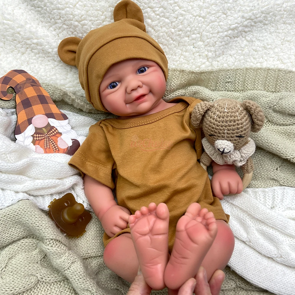 17inch Open Blue Eyes Vivienne Full Body Soft Silicone Reborn Baby Girl Realistic Skin Veins Easy to Clean Doll Comfortable to Hold for Gift