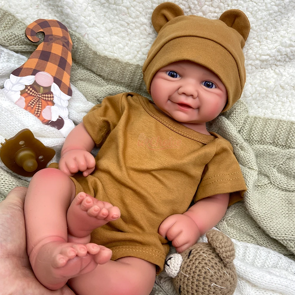 17inch Open Blue Eyes Vivienne Full Body Soft Silicone Reborn Baby Girl Realistic Skin Veins Easy to Clean Doll Comfortable to Hold for Gift