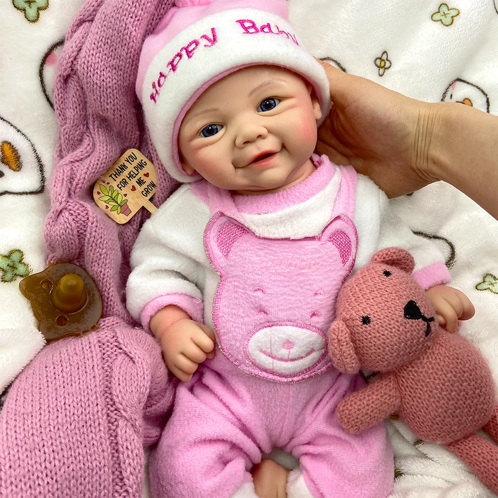 17inch Open Blue Eyes Vivienne Full Body Soft Silicone Reborn Baby Girl Realistic Skin Veins Easy to Clean Doll Comfortable to Hold for Gift