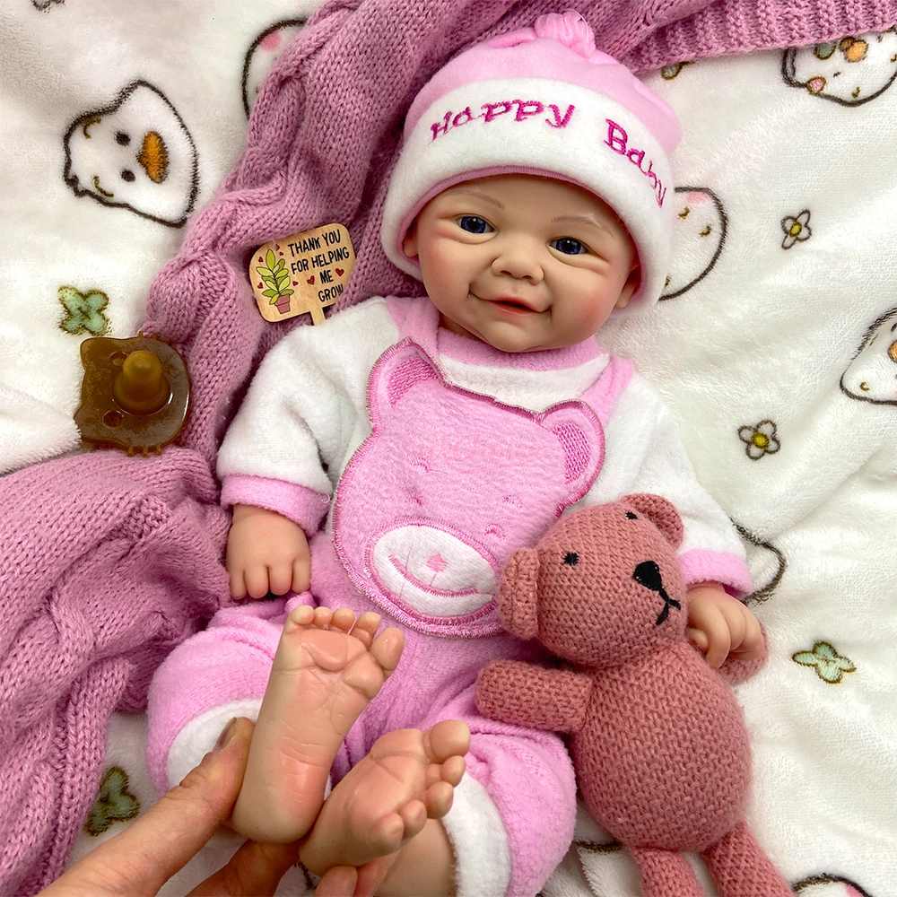 17inch Open Blue Eyes Vivienne Full Body Soft Silicone Reborn Baby Girl Realistic Skin Veins Easy to Clean Doll Comfortable to Hold for Gift