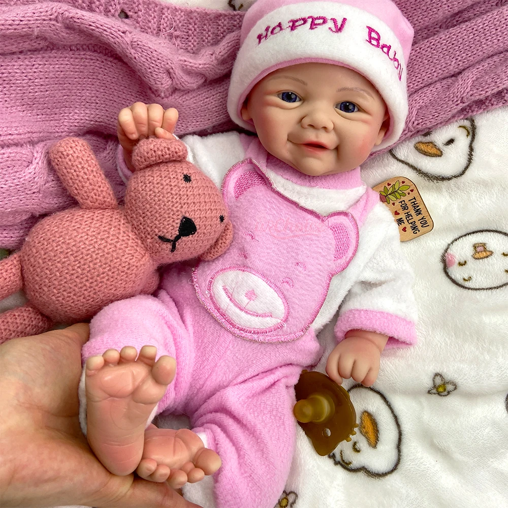 17inch Open Blue Eyes Vivienne Full Body Soft Silicone Reborn Baby Girl Realistic Skin Veins Easy to Clean Doll Comfortable to Hold for Gift