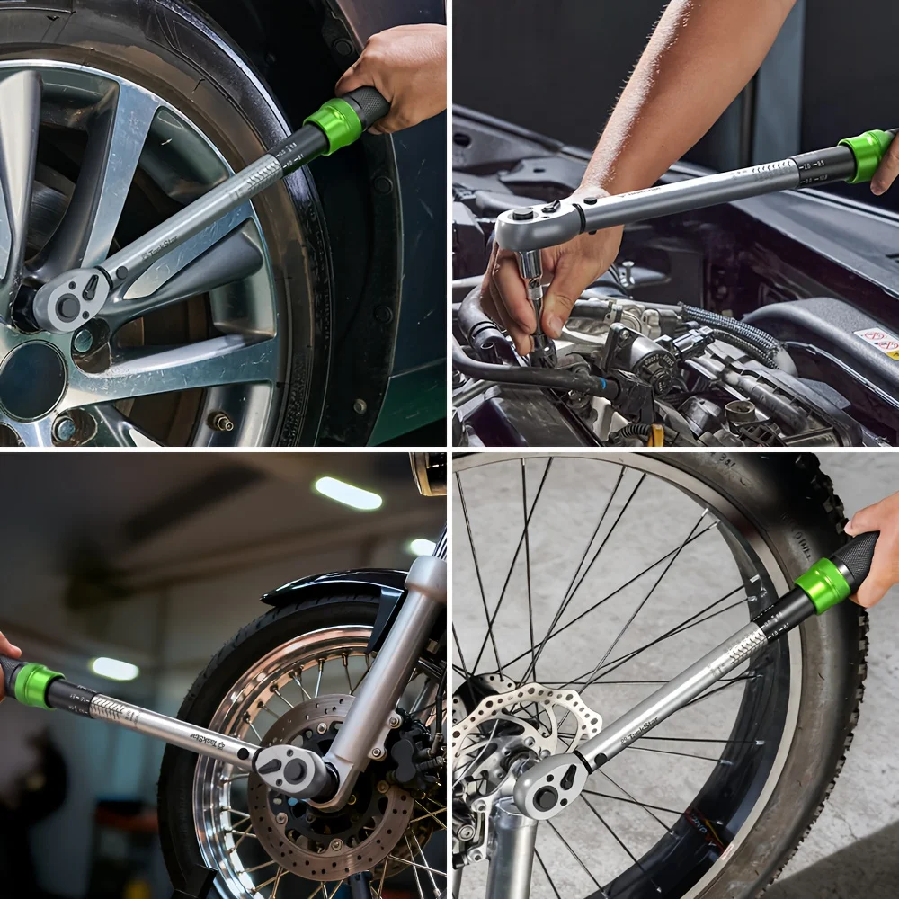 1/4'' Drive 2-25N.m Bicycle Torque Wrench Set 8pcs Preset Torque Wrench for Bike 3% Accuracy Double Scale 72 Teeth Ratchet Head Adjustable Repair Tool Box Kit