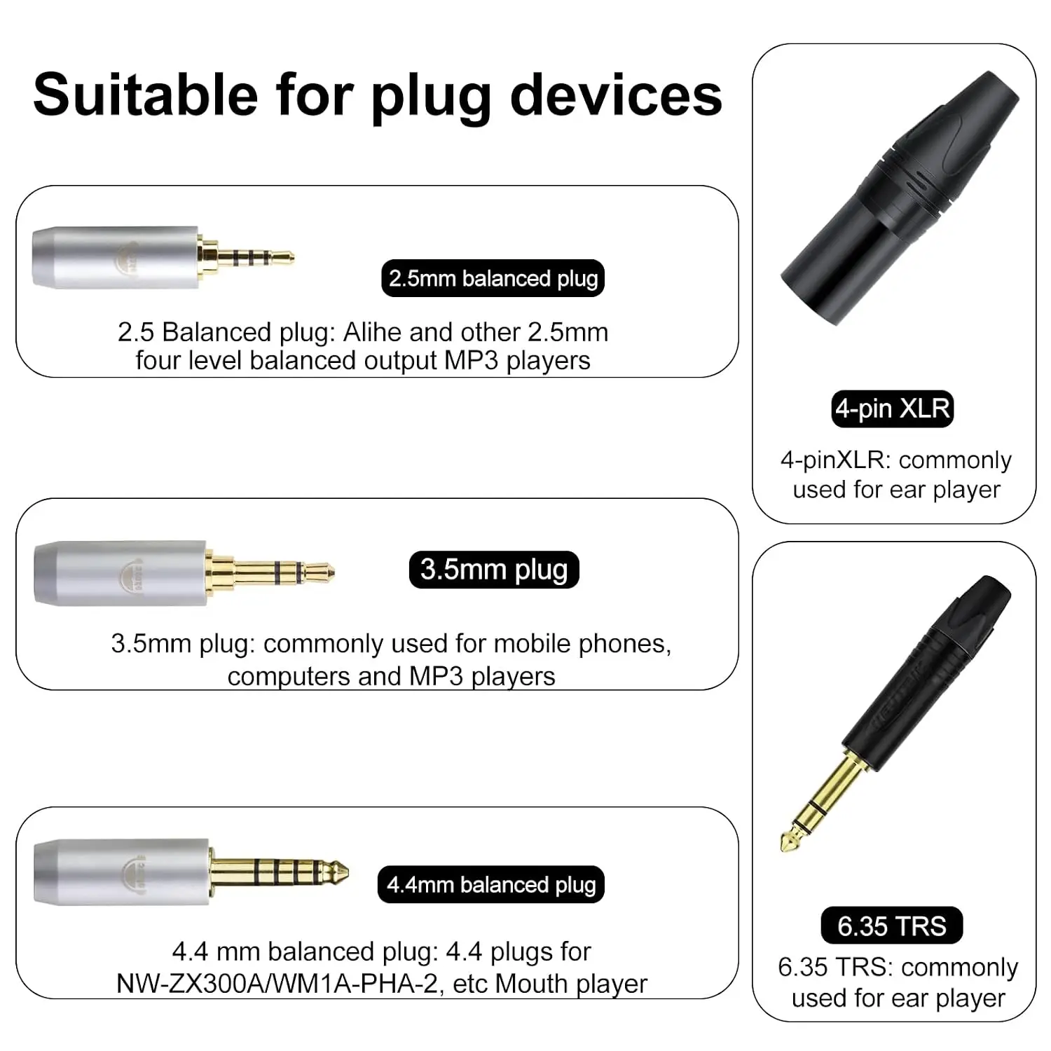 OKCSC 0.78mm 2‑Pin Upgrade Replacement Silver‑Plated IEM Cable 8‑Core OFC Audio Cord 4FT Length 3.5mm Plug for KZ ED16 ZSA ES4 ZSR ZST ZS10 ZS5 ZS6