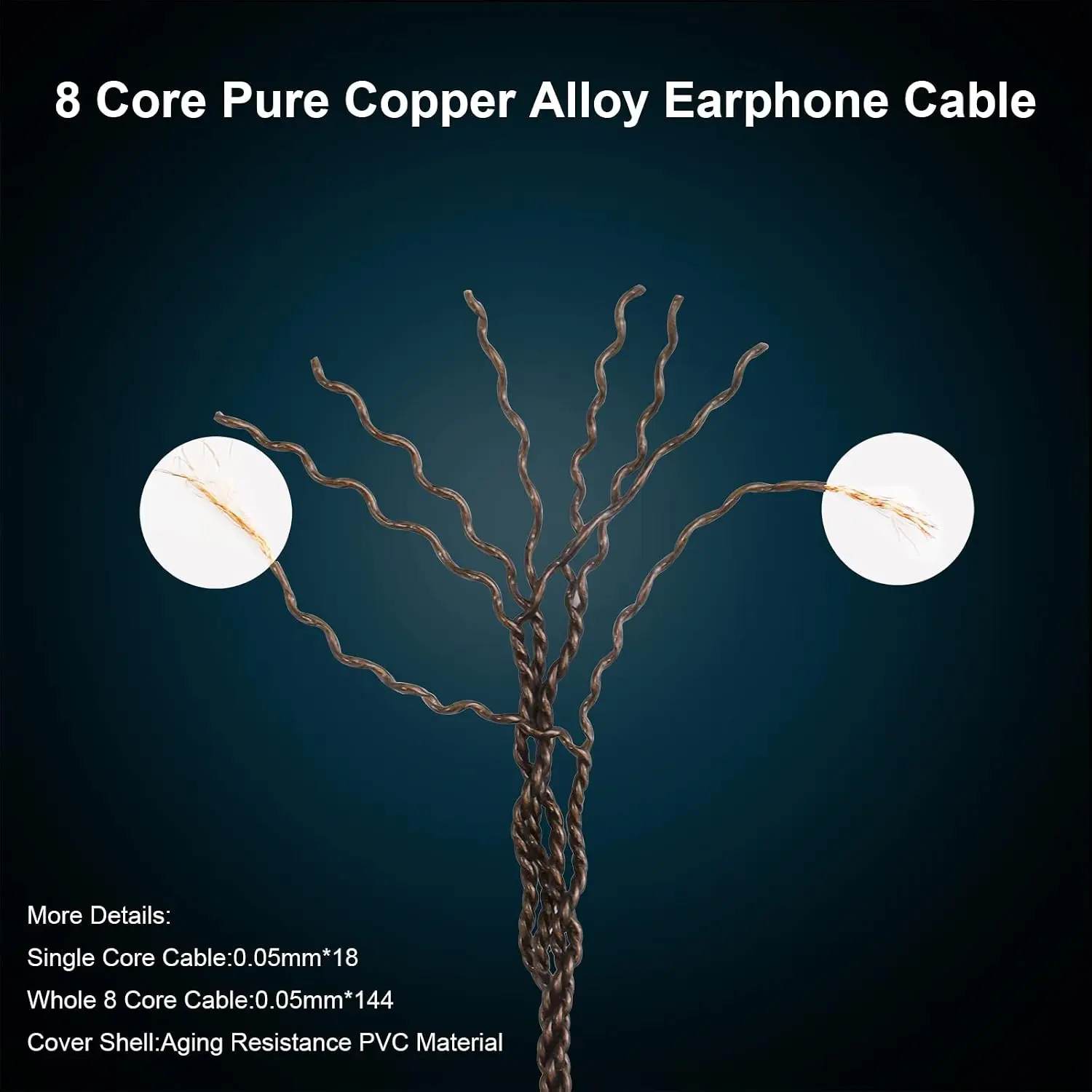 OKCSC 0.78mm 2‑Pin Upgrade Replacement Silver‑Plated IEM Cable 8‑Core OFC Audio Cord 4FT Length 3.5mm Plug for KZ ED16 ZSA ES4 ZSR ZST ZS10 ZS5 ZS6
