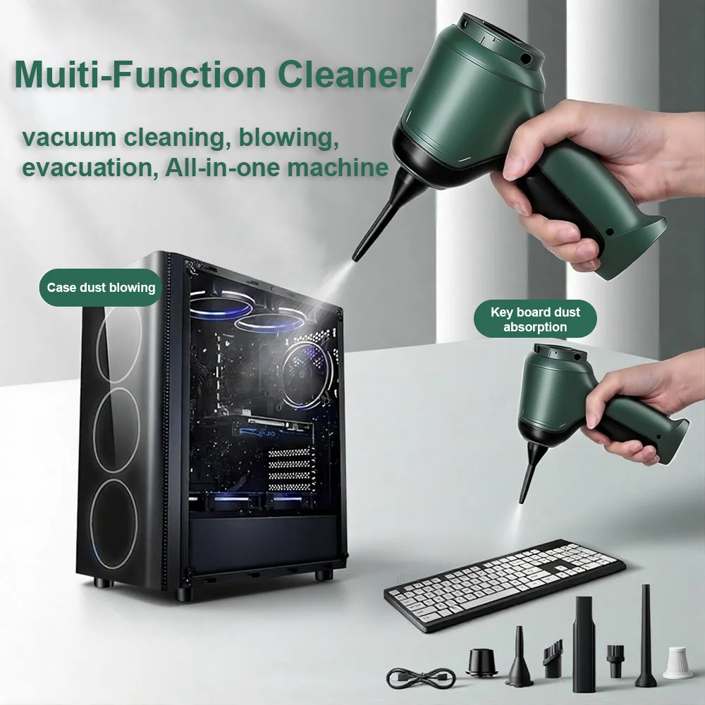 3-in-1 Cordless Handheld Vacuum Cleaner – High Power Suction, Air Pump & Blower for Car & Home, Long Battery Life, Pet Hair & Dust Cleaner with Multi Accessories