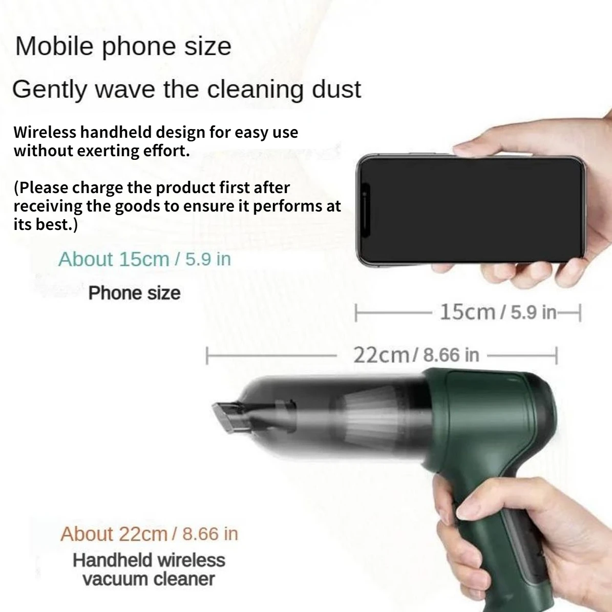 3-in-1 Cordless Handheld Vacuum Cleaner – High Power Suction, Air Pump & Blower for Car & Home, Long Battery Life, Pet Hair & Dust Cleaner with Multi Accessories
