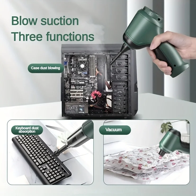 3-in-1 Cordless Handheld Vacuum Cleaner – High Power Suction, Air Pump & Blower for Car & Home, Long Battery Life, Pet Hair & Dust Cleaner with Multi Accessories